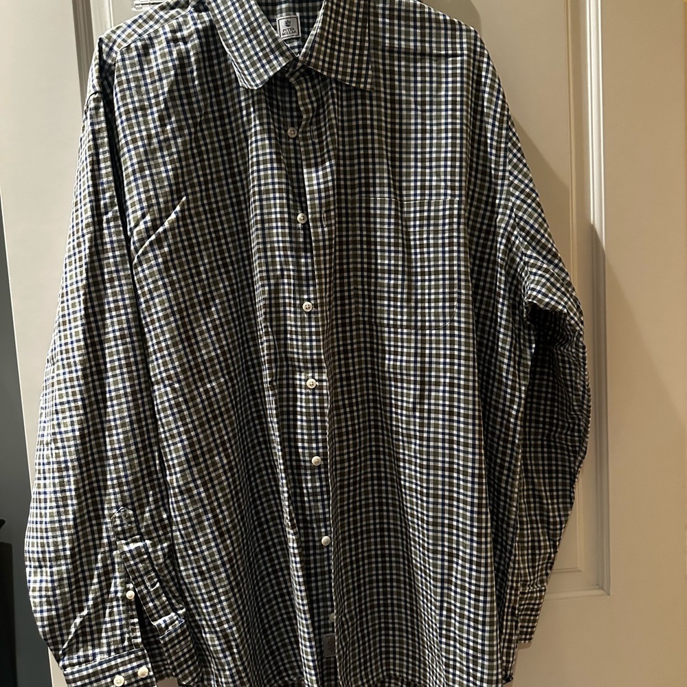 Peter Millar Men's Checkered Shirt - green and blue